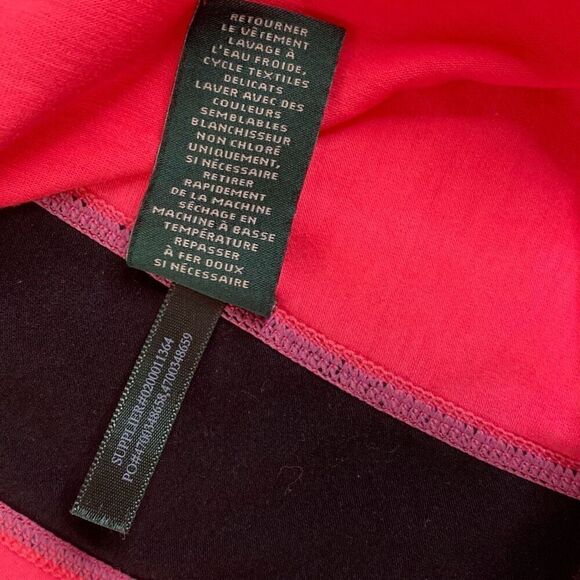 Lauren Ralph Lauren Neon Pink and Black Active Top Long Sleeve Stretch Medium - Picture 5 of 6